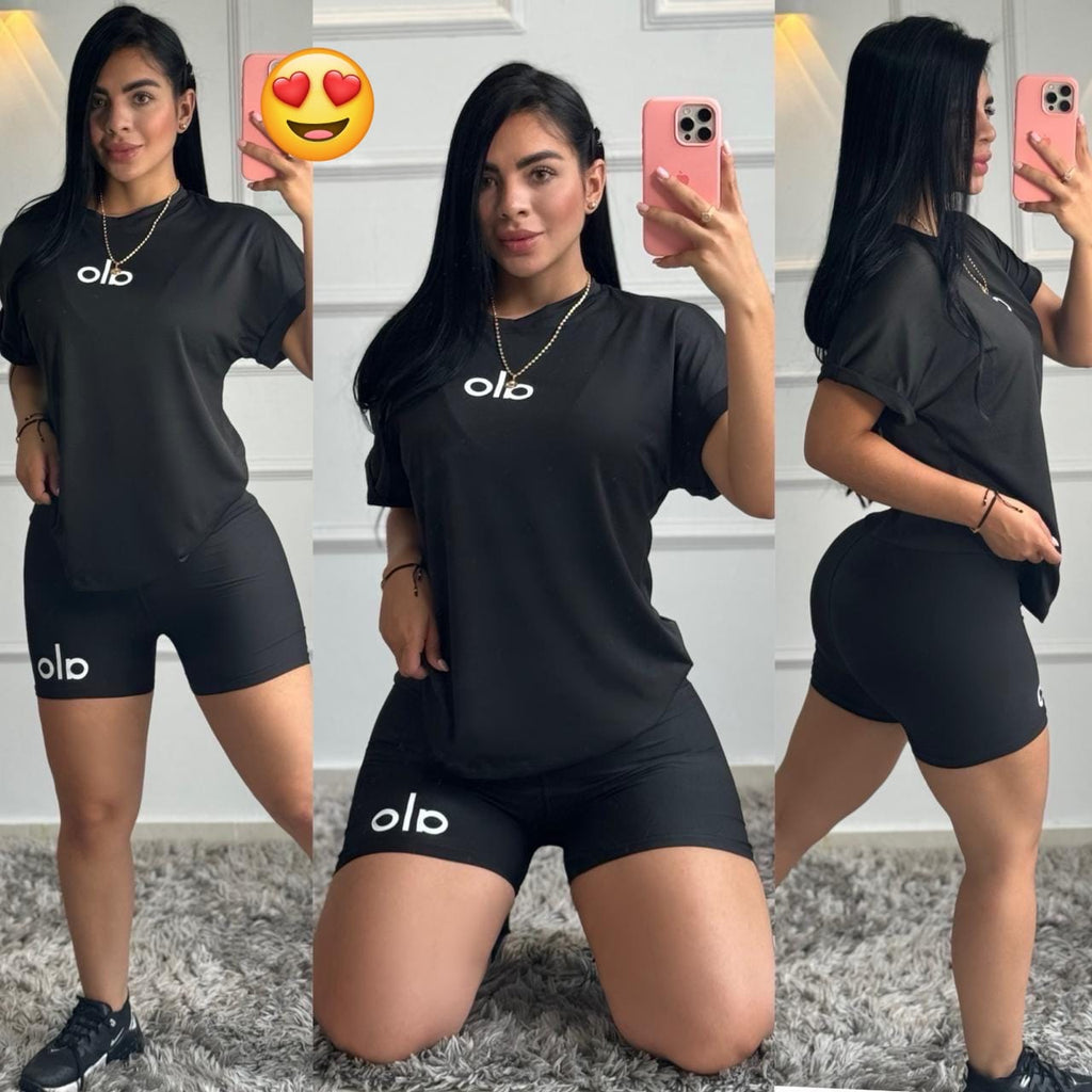 Conjunto Deportivo Dama – Short + Camiseta Dry Fit (Varios Colores)