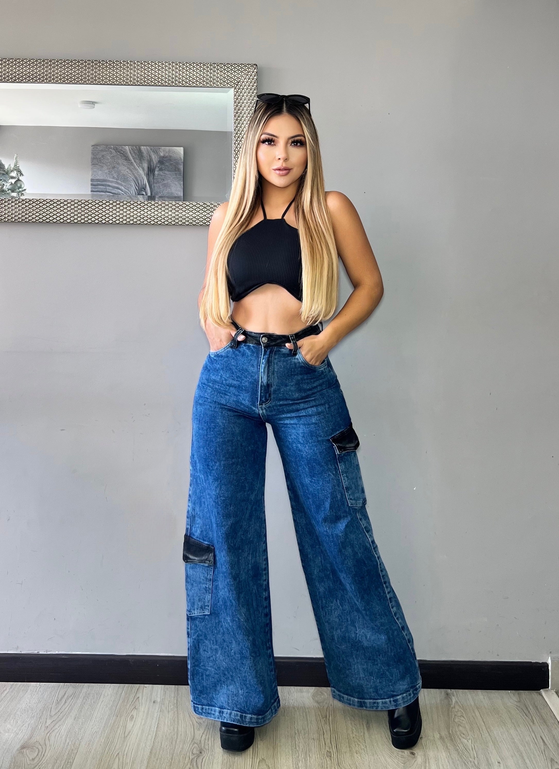 Jean Palazzo Cairo – Tiro Alto • Bota Ancha • Bolsillos Cargo