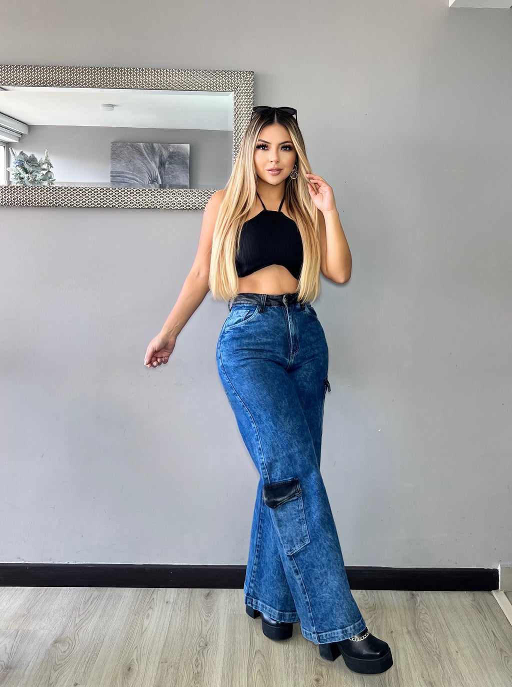 Jean Palazzo Cairo – Tiro Alto • Bota Ancha • Bolsillos Cargo