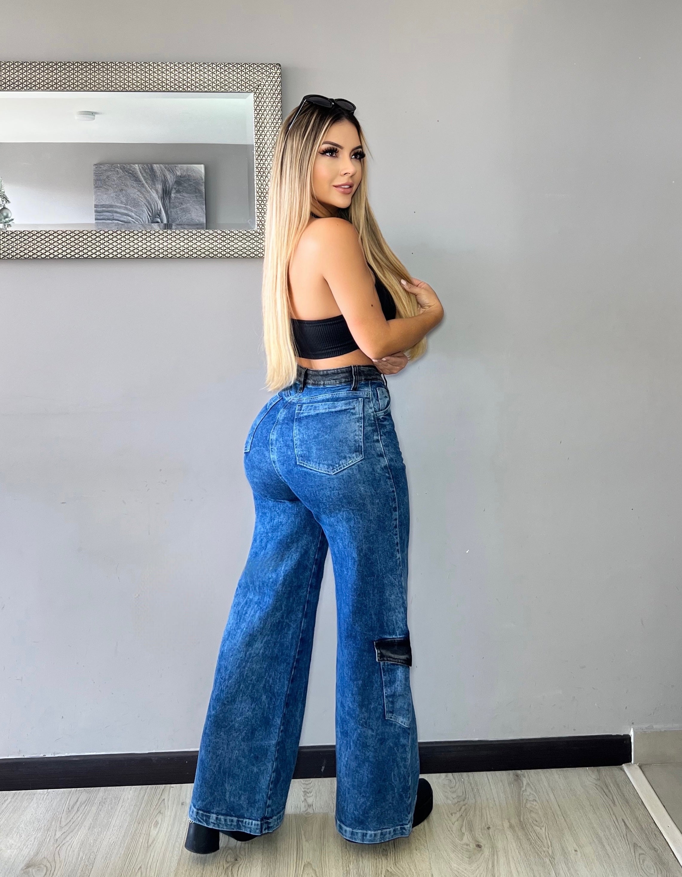 Jean Palazzo Cairo – Tiro Alto • Bota Ancha • Bolsillos Cargo